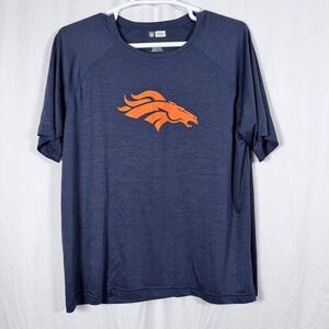 NFL Team Apparel Denver Broncos T-Shirt Performance Heather Navy Blue XXL